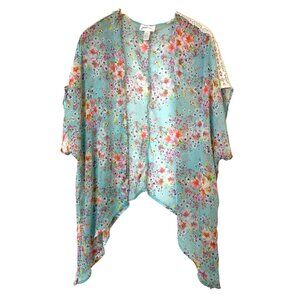 New Floral Sheer Kimono Cardigan Lace Aqua Just Be L RC10149 Swim Cover
